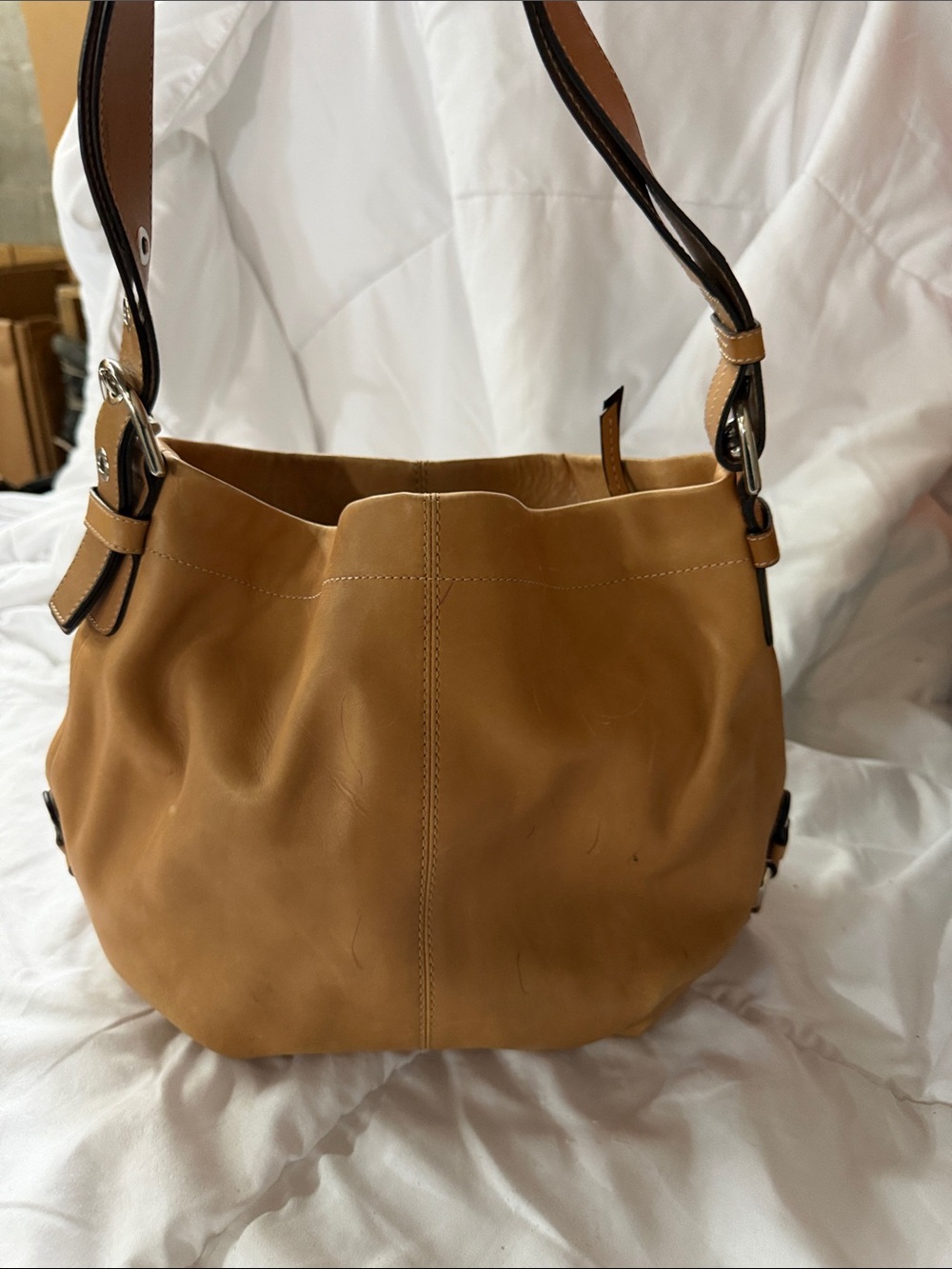 Women’s Tan Leather Shoulder Bag + wallet